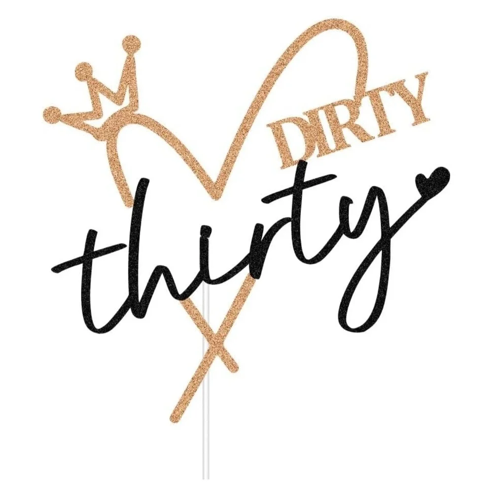 Dirty Thirty Cake Topper -‎ 30th Birthday Party Decorations - Rose Gold Black